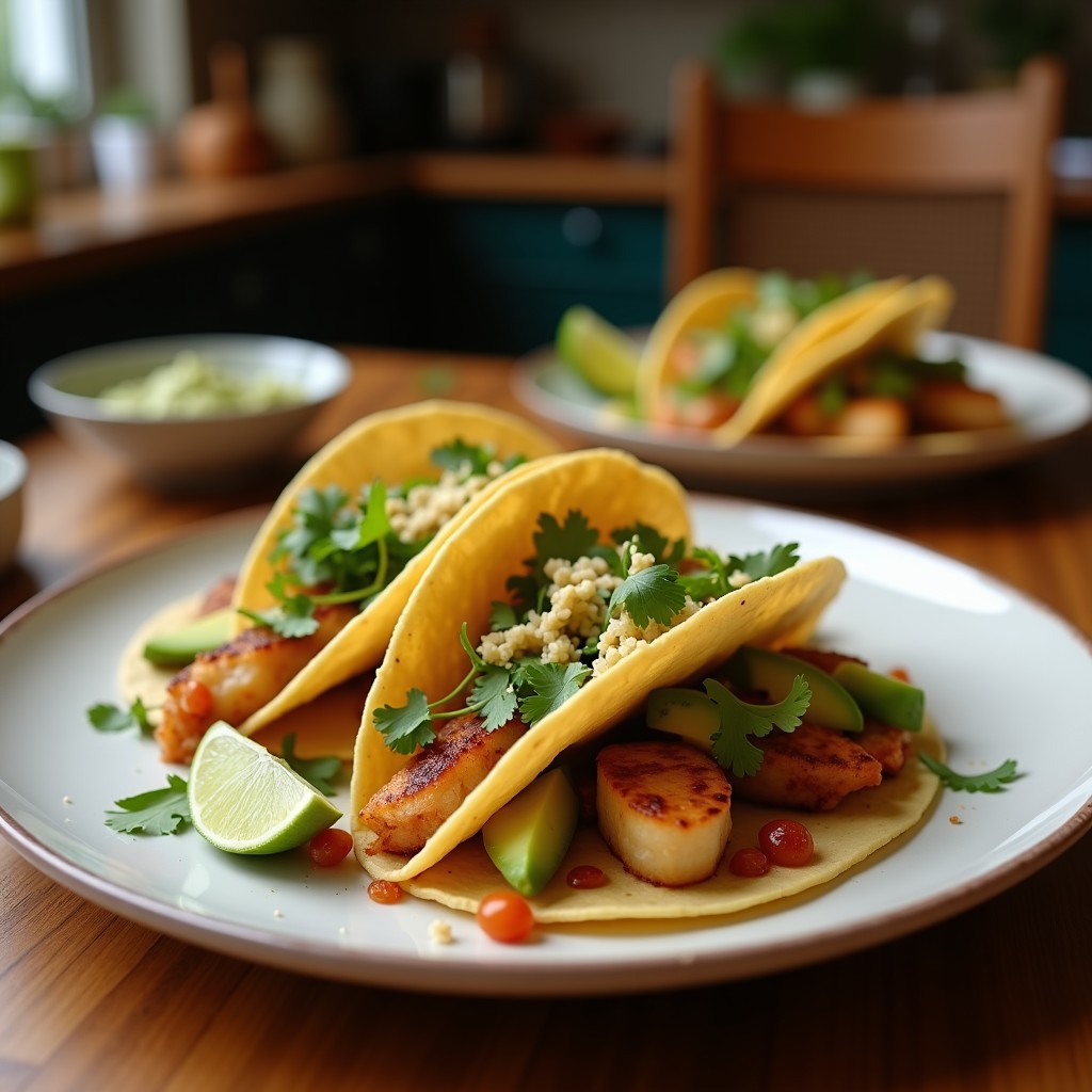 Tacos de Raíces Asadas y Aguacate: Receta Vegana en Airfryer con Salsa de Tahini