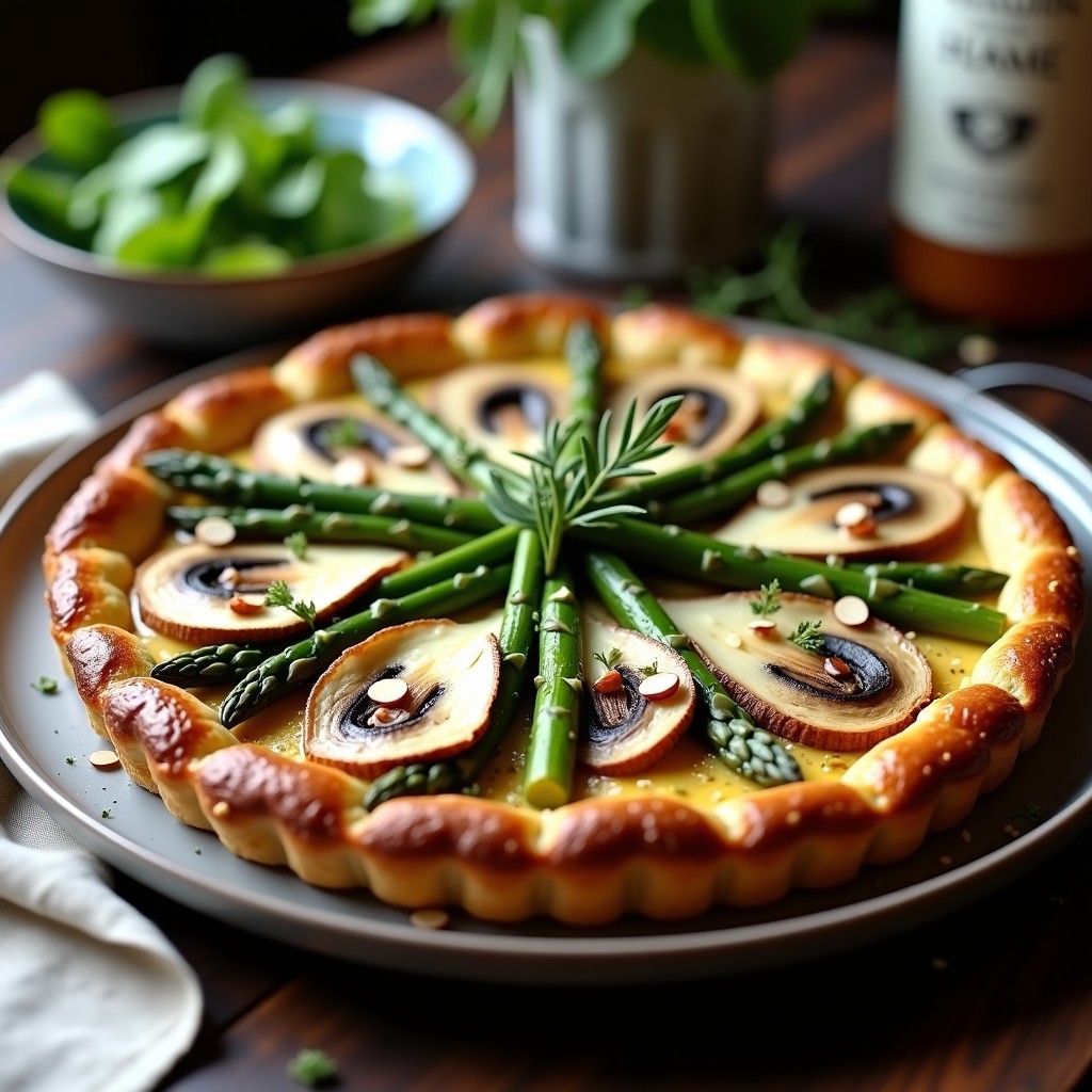 Tarta Salada de Hongos Morillas y Espárragos: Receta Gourmet en Airfryer con Toque Francés