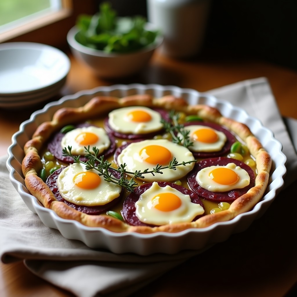 Tarta Salada de Puerro y Anchoas con Base de Patata Morada: Receta Francesa Sin Gluten