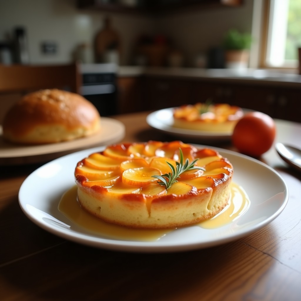 Tarta Tatin francesa con caramelo dorado y manzanas tiernas, lista para servir