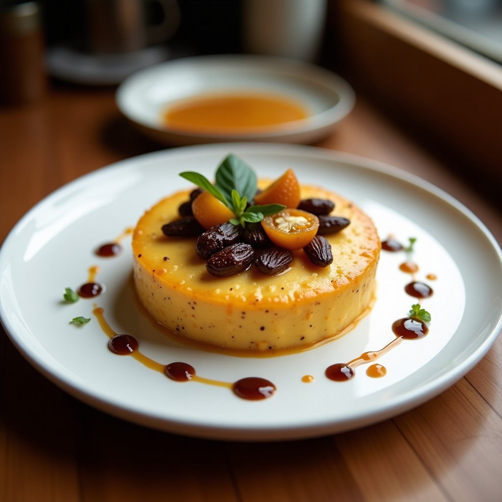 Tartaleta vegana sin horno con base crujiente de almendra oscura y relleno cremoso de higo negro, decorada con láminas de higo y ralladura de naranja sobre plato blanco rústico.