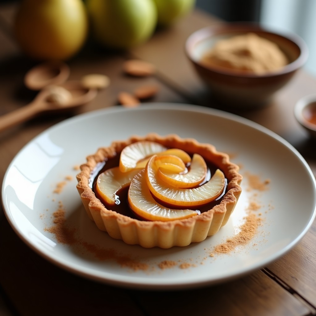 Tartaleta de Almendra y Pera con Caramelo de Dátiles: Postre Sin Azúcar Refinado