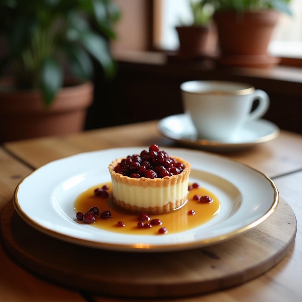 Tartaletas de café tiramisú keto sin horno en moldes metálicos, con capas visibles de bizcocho de almendra, crema de mascarpone vegano y espolvoreadas de cacao puro, servidas sobre un plato negro con una taza de espresso al lado.