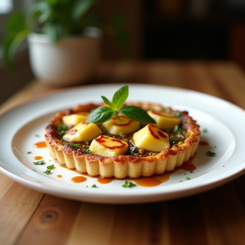 Tartaleta de Calabacín y Queso de Almendras con Reducción de Vinagre Balsámico: Aperitivo Keto