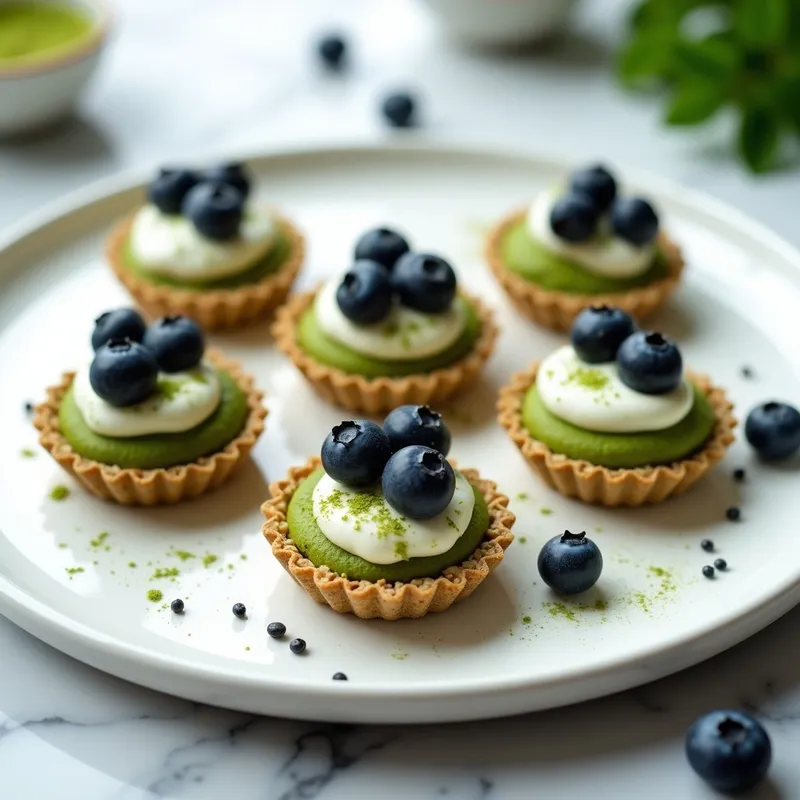Tartaleta Crujiente de Matcha y Arándanos: Receta Sin Horno y Alta en Antioxidantes