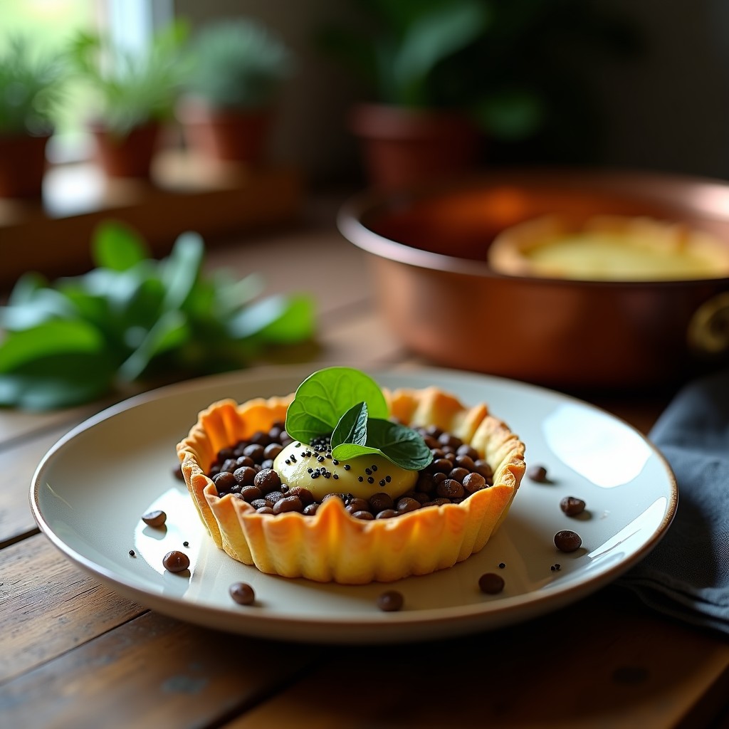 Tartaleta de Lentejas Beluga con Foie Gras Vegano: Receta Gourmet en Airfryer sin Gluten