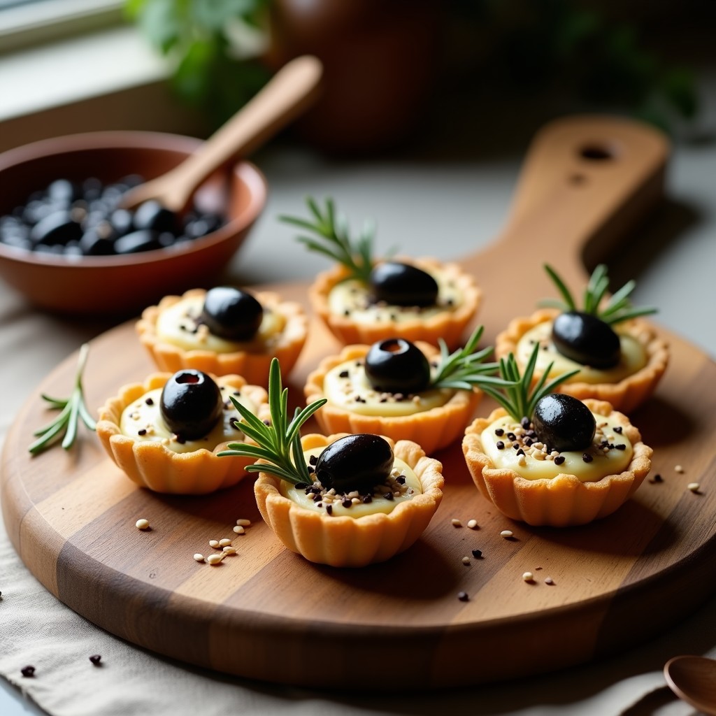 Tartaletas de Aceituna Negra y Queso de Anacardos: Aperitivo Vegano Crujiente