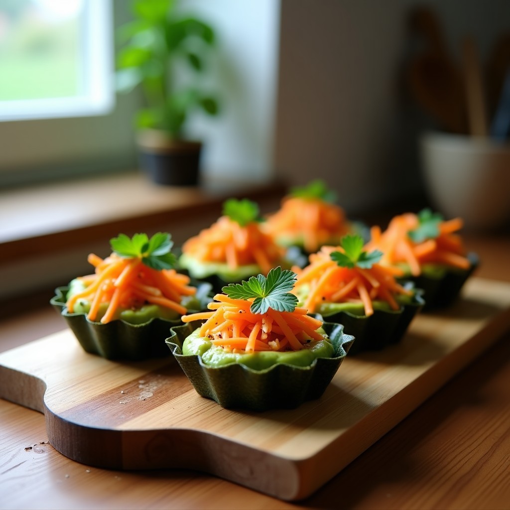 Tartaletas de Algas Nori con Repollo Fermentado: Receta Crudivegana y Sin Horno en 15 Minutos
