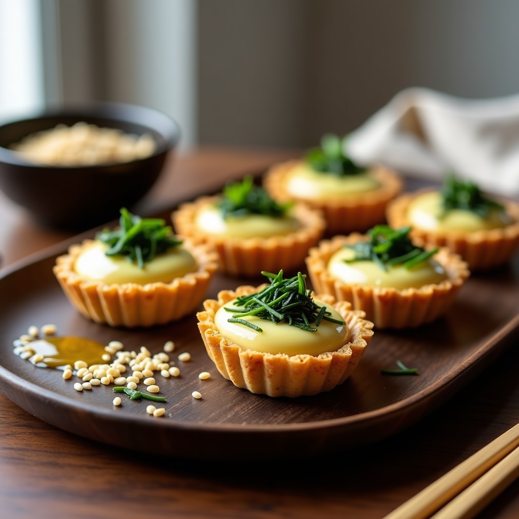 Tartaletas de Algas Wakame y Queso Crema Vegano: Entrante Japonés con Toque Ácido