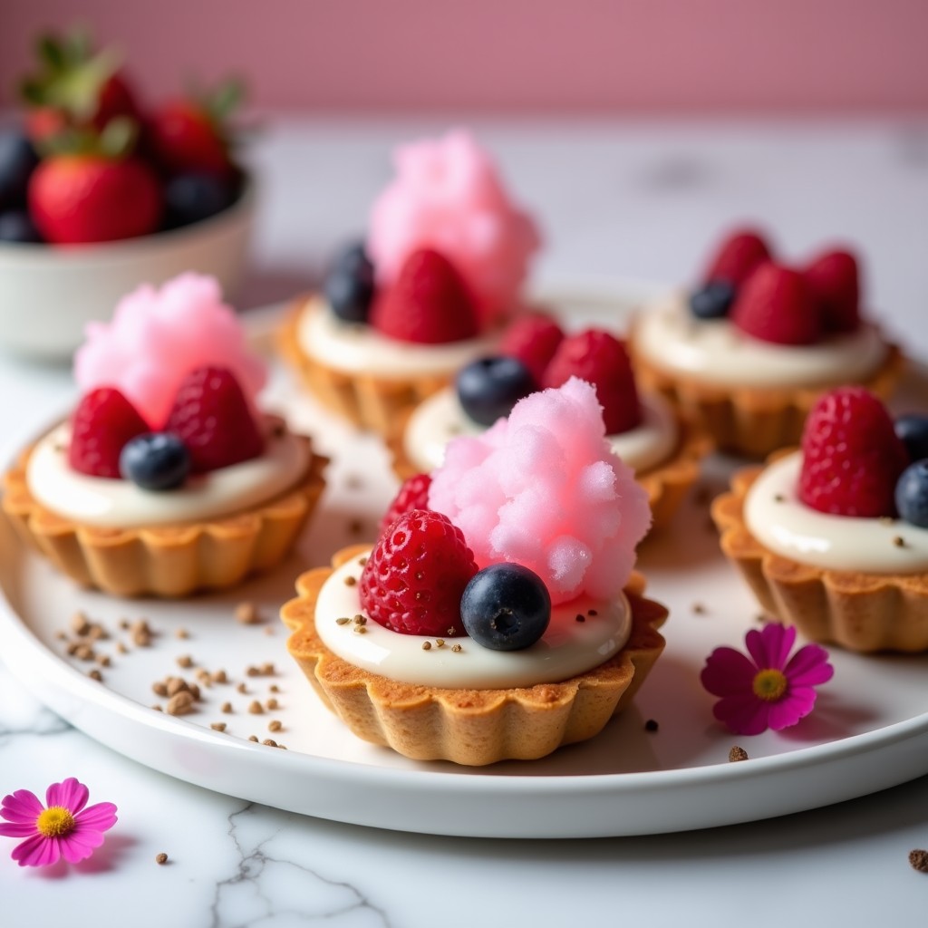 Tartaletas de Algodón de Azúcar y Frutos Rojos: Postre Keto Sin Horno con Toque Gourmet