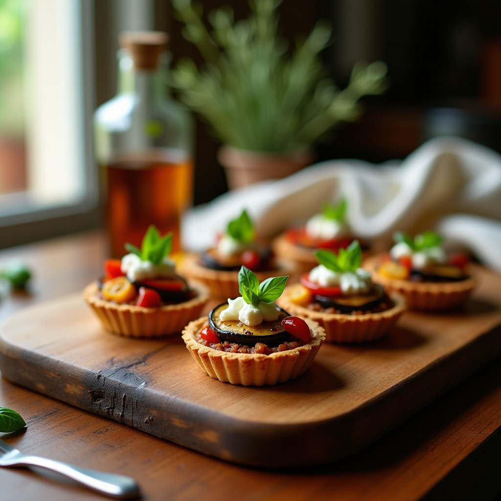 Tartaletas de Base de Almendra y Relleno de Berenjena Asada y Tomate Seco: Aperitivo Keto