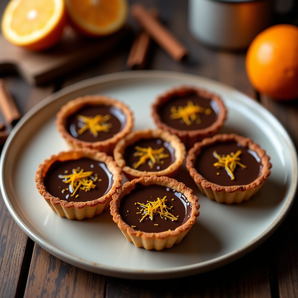 Tartaletas de Base de Castañas con Crema de Chocolate y Naranja: Postre Navideño Sin Gluten