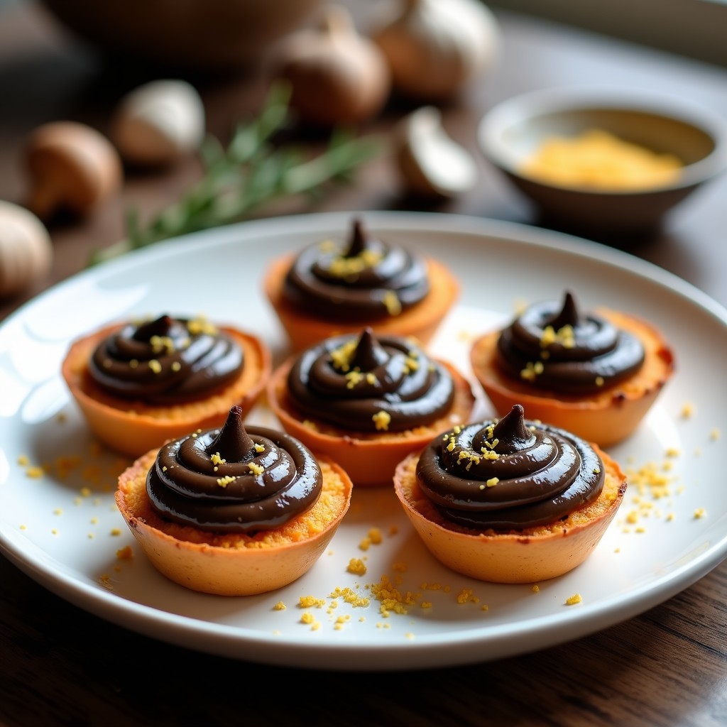 Tartaletas de Batata y Hongos Shitake con Crema de Ajo Negro: Receta Vegana en Airfryer