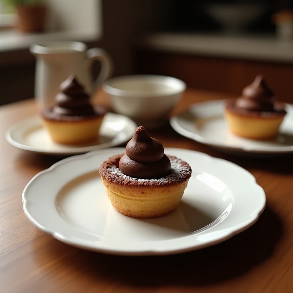 Tartaletas de café y chocolate sin horno en moldes individuales, con base crujiente de galleta y crema sedosa espolvoreada con avellanas picadas.