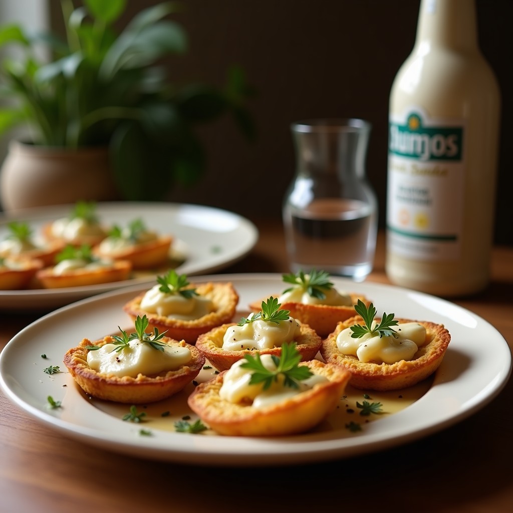 Tartaletas doradas en molde desmontable rellenas de espinacas y queso de cabra ahumado, con base crujiente y acabado gourmet.