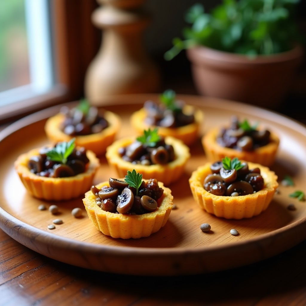 Tartaletas de Polenta y Hongos Shiitake: Receta Vegana en Airfryer con Sabor Umami