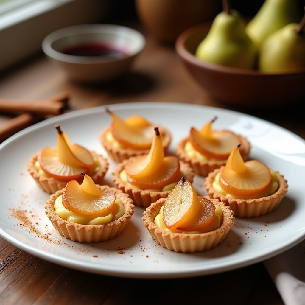 Tartaletas de Queso de Castaña y Peras al Vino Tinto: Receta Francesa Vegana y Sin Gluten