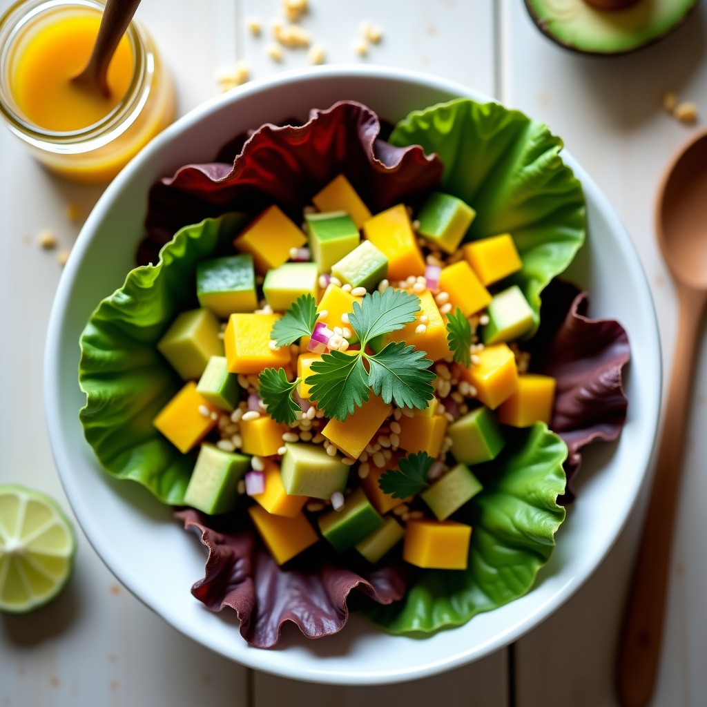 Tartar de Aguacate y Mango con Vinagreta de Sésamo: Receta Fresca y Alta en Proteína