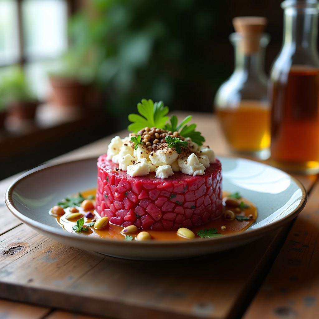 Tartar de Higo Chumbo y Queso Feta: Receta Mediterránea con Toque Crujiente de Pistacho