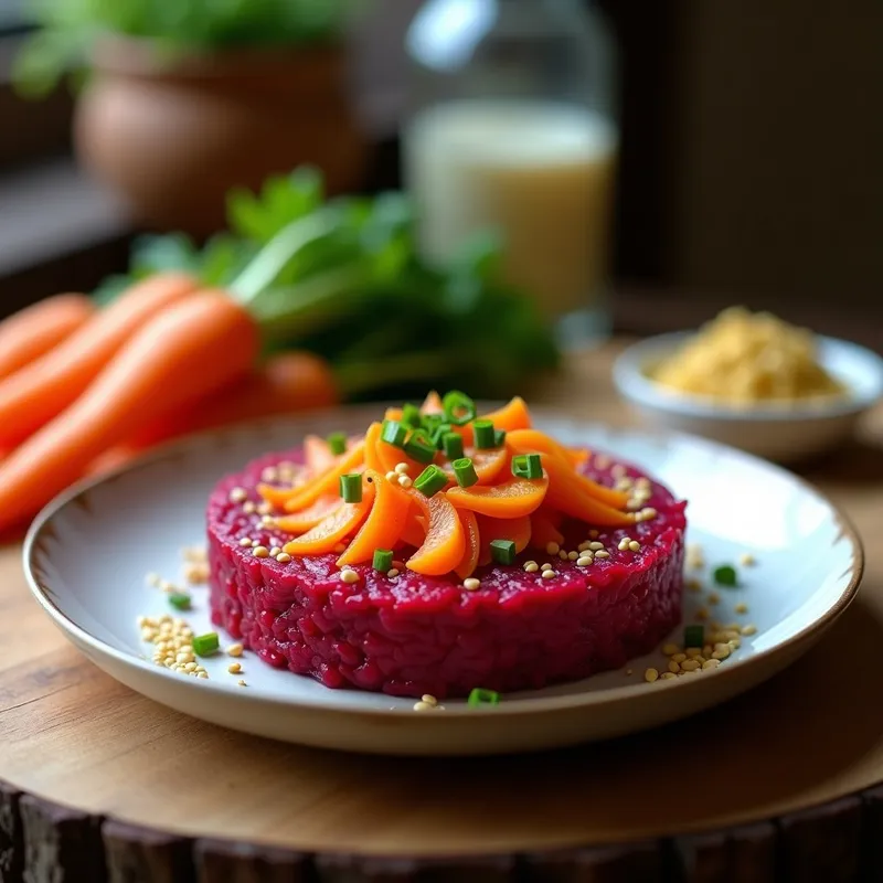 Tartar de Remolacha y Zanahoria con Jengibre: Receta Vegana Cruda y Antiinflamatoria en 15 Minutos
