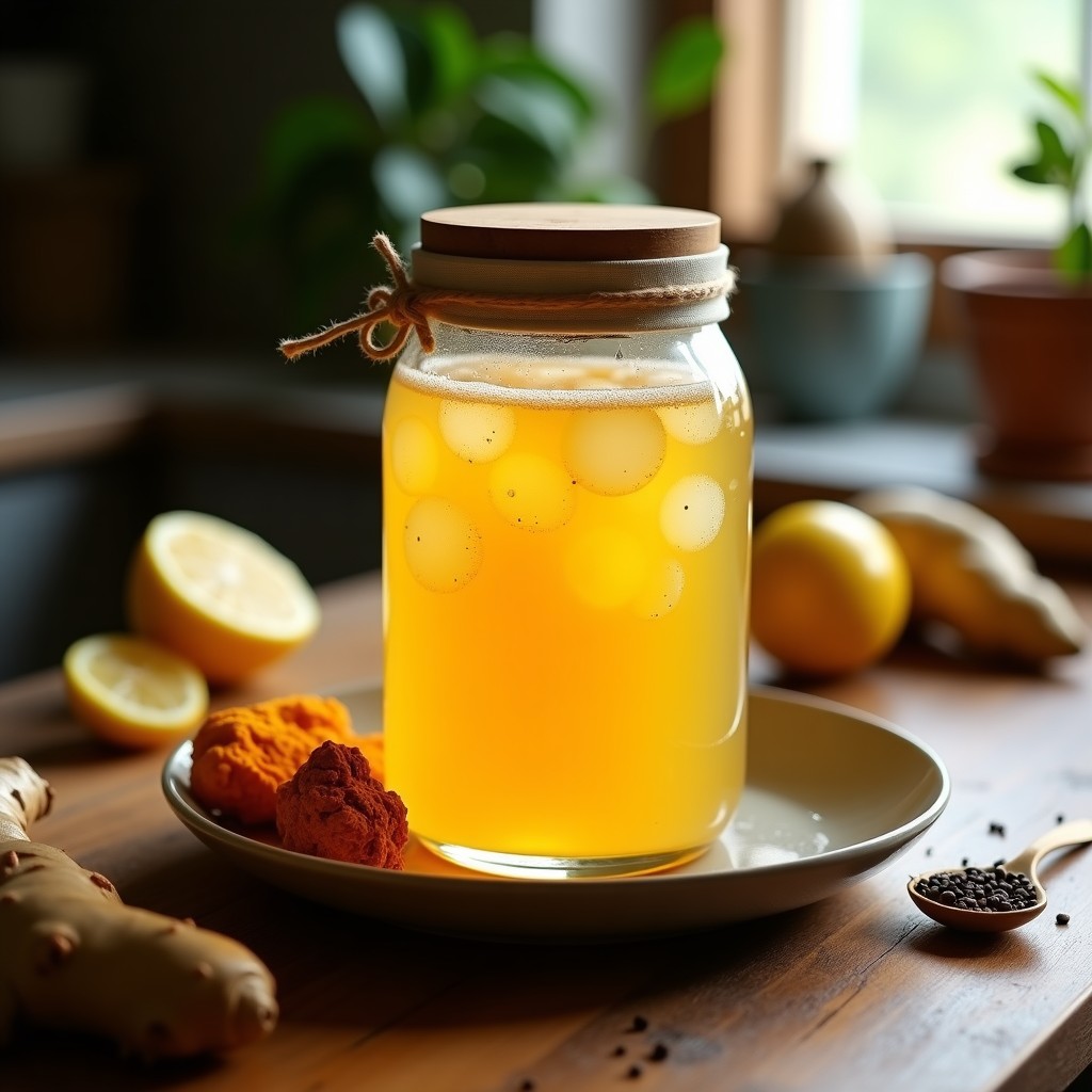 Té de Kombucha con Jengibre y Cúrcuma: Bebida Fermentada Detox en Casa
