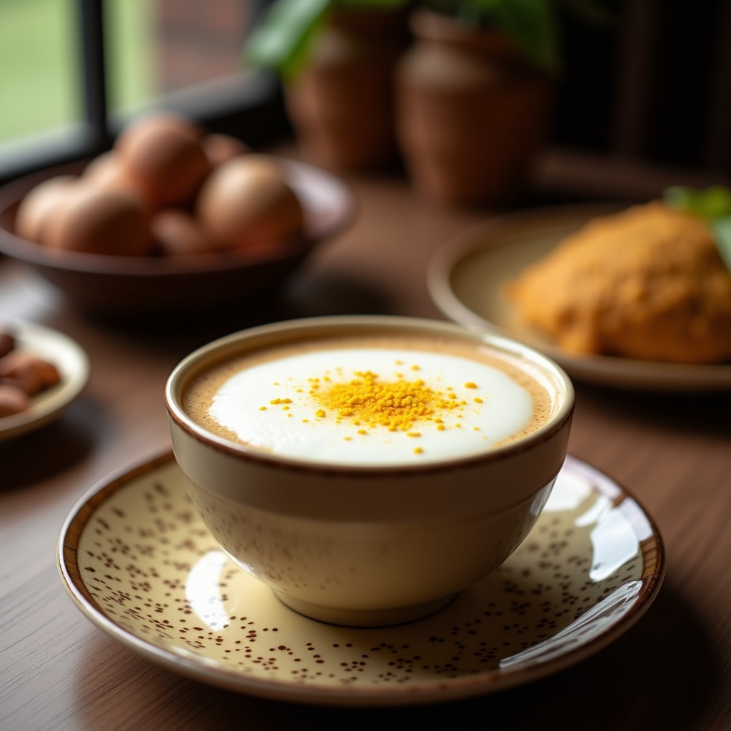 Té Latte de Cardamomo y Azafrán con Espuma de Coco: Bebida India Calmante y Sin Cafeína