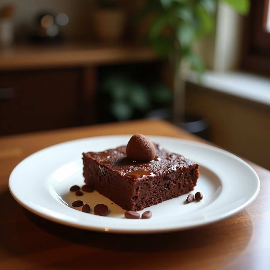 Torta de chocolate y avena sin horno keto en plato blanco, decorada con almendras fileteadas y trozos de chocolate negro, servida en porciones.