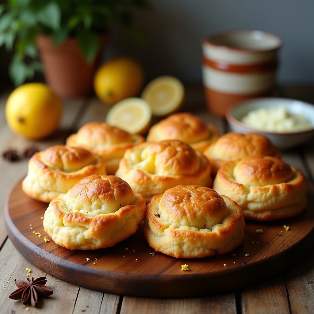Tortas camperas argentinas doradas y esponjosas en airfryer, con textura crujiente y aroma a anís y limón, sobre una bandeja de madera rústica.