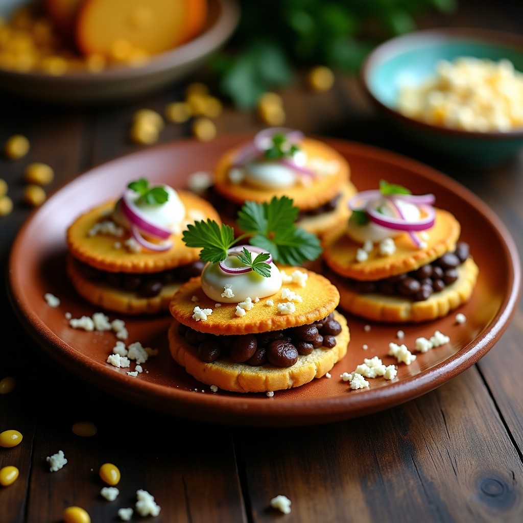 Tortas de Maíz Rellenas de Frijoles Negros y Huitlacoche: Receta Mexicana Gourmet en 20 Minutos