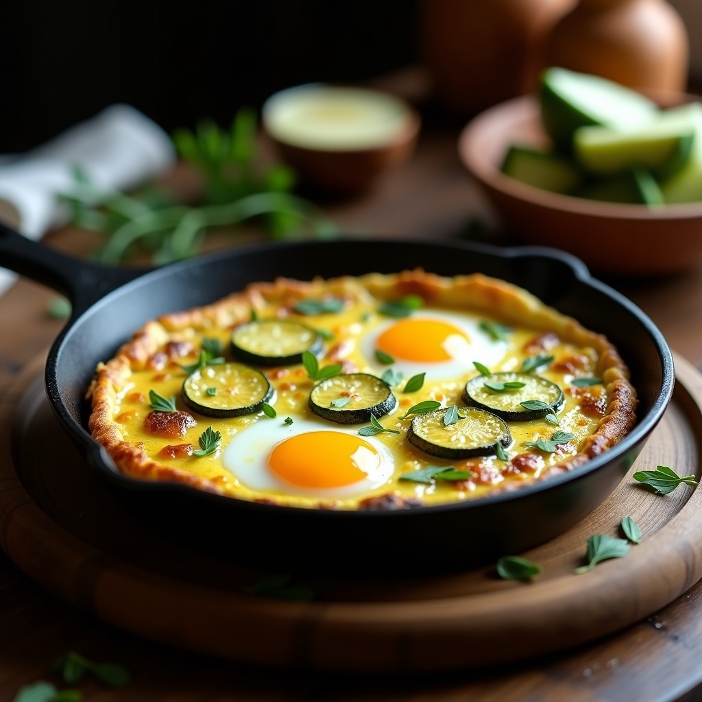 Tortilla de Calabacín y Huevos de Codorniz: Receta en Sartén de Hierro con Trufa