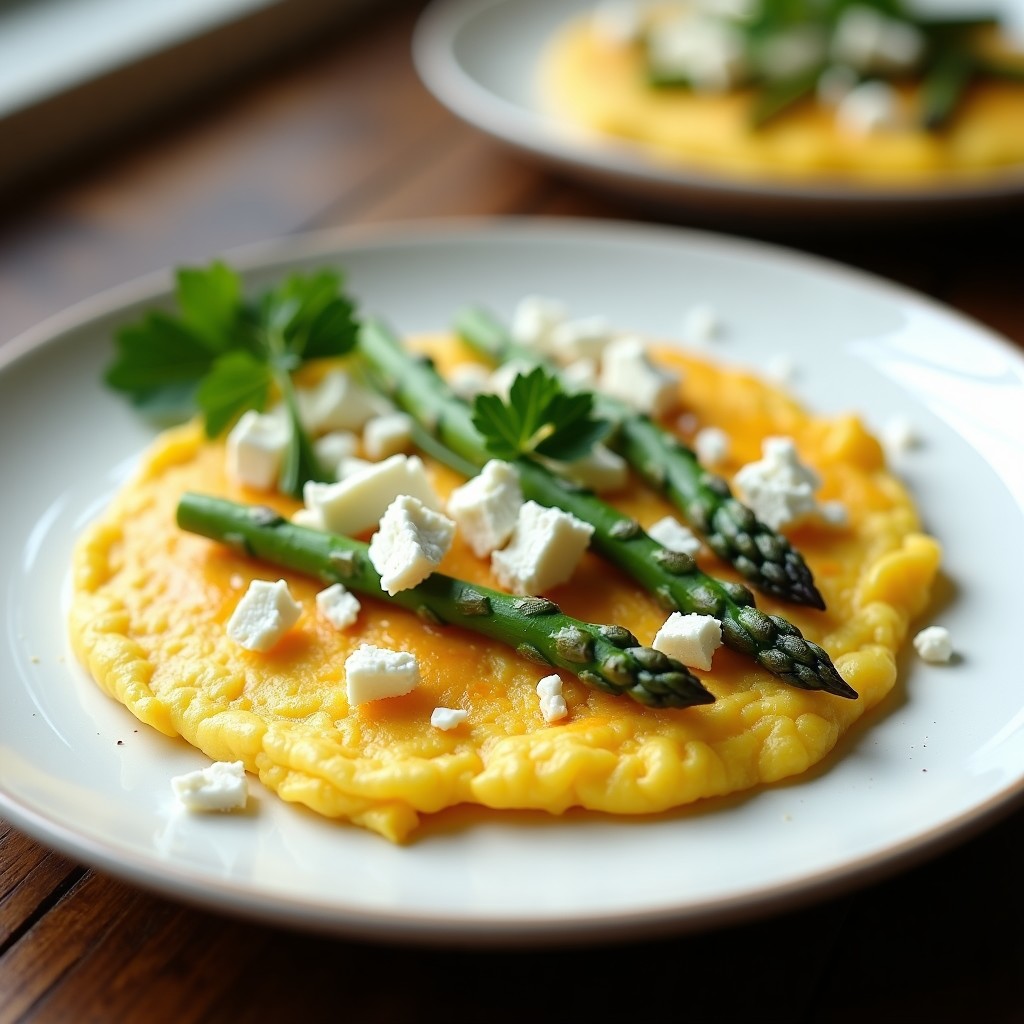 Tortilla de Claras con Espárragos y Queso Feta: Desayuno Alto en Proteína y Sin Carbohidratos