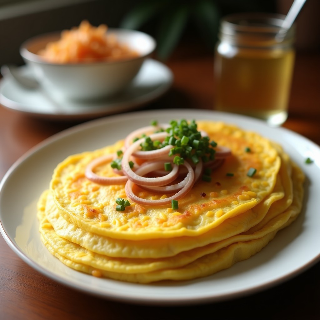 Tortilla española dorada en dos capas perfectamente estratificadas, con patatas y cebolla visibles, servida en plato de barro rústico, receta en ollas superpuestas.