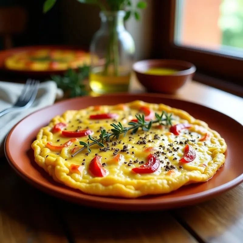 Tortilla Española con Zaatar y Pimientos Asados: Receta Única con Toque Oriental en 20 Minutos