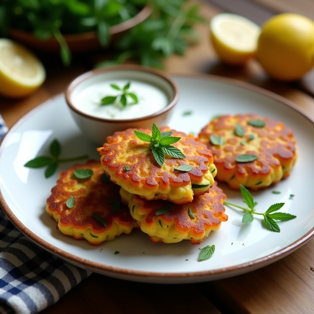 Tortitas de Calabacín y Zanahoria con Salsa de Yogur: Receta Sin Gluten para Desayunar