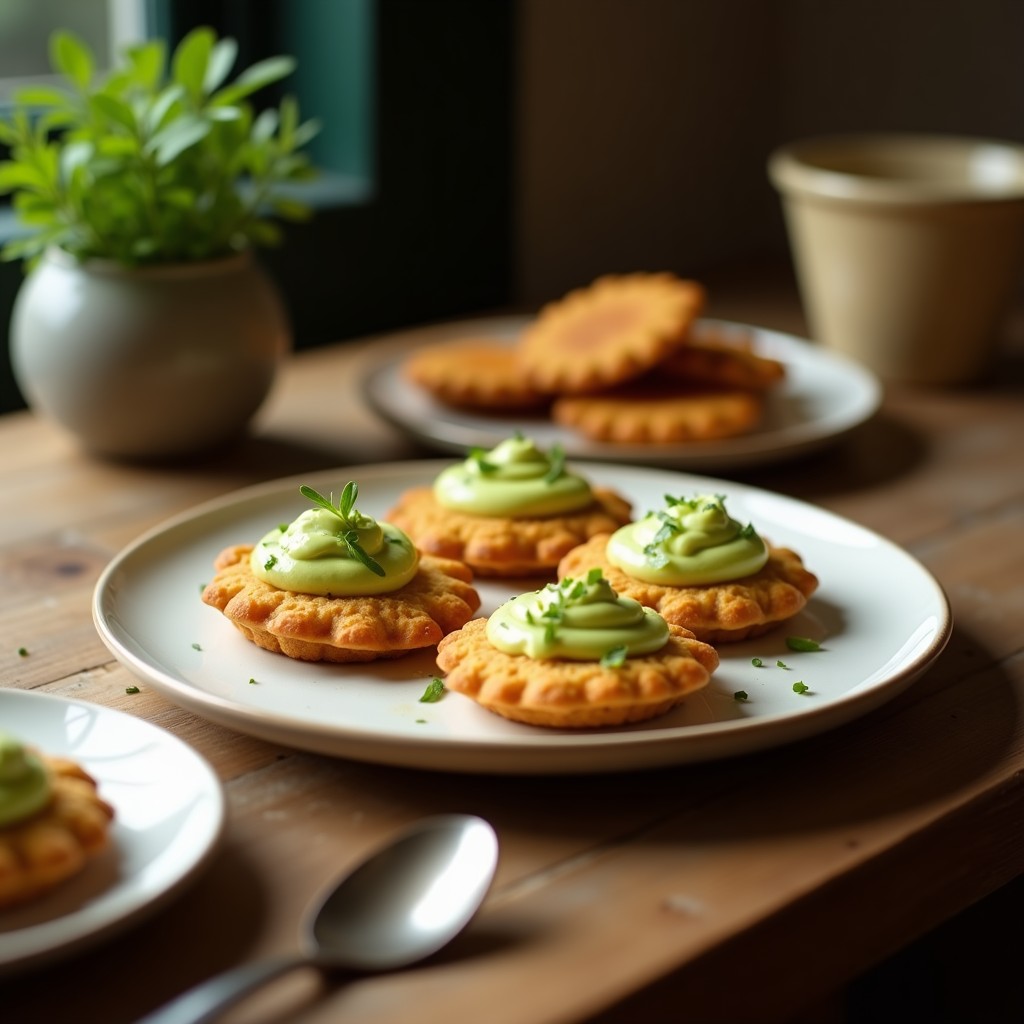 Tortitas de Harina de Guisante con Crema de Aguacate y Rúcula: Desayuno Keto en Sartén