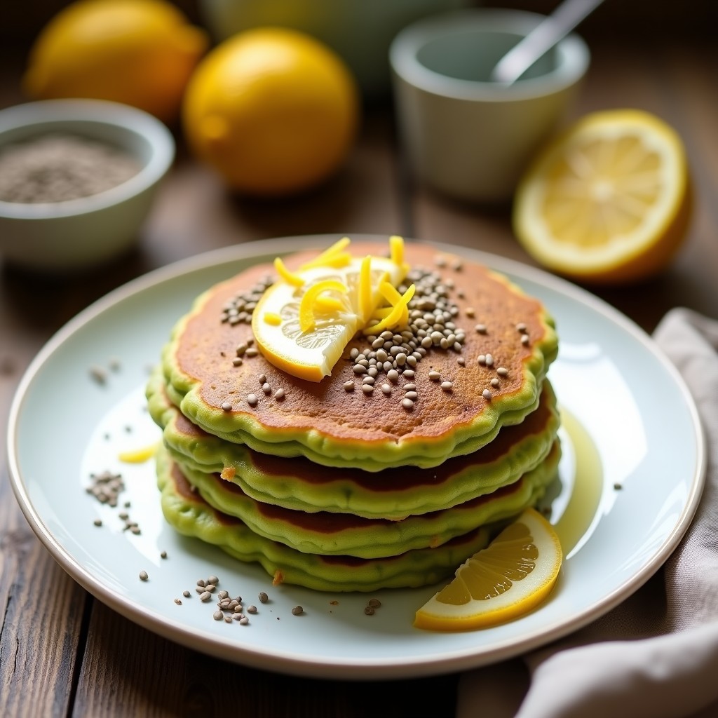 Tortitas de Harina de Guisante con Ralladura de Limón y Semillas de Chía: Desayuno Vegano y Sin Gluten