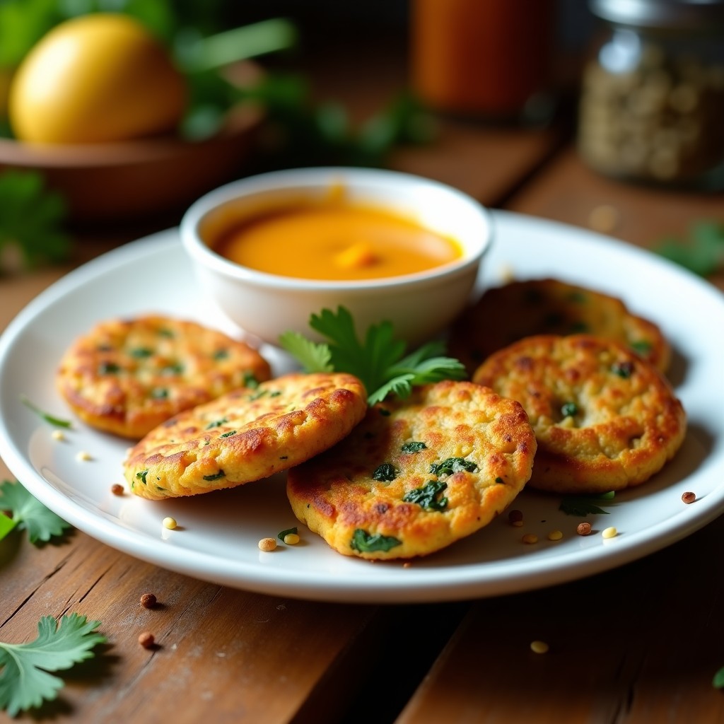 Tortitas de Lentejas Rojas y Espinacas: Receta India en Airfryer con Chutney de Mango