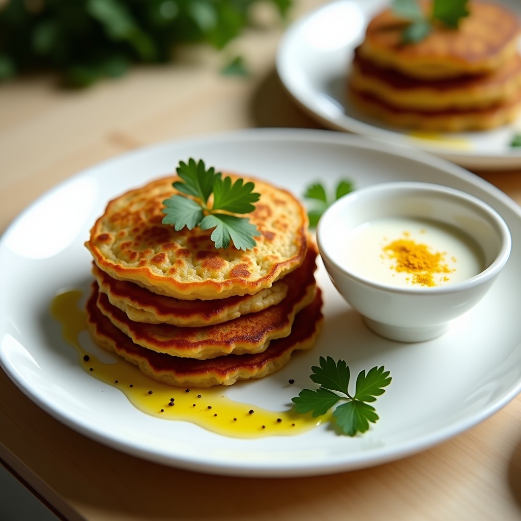 Tortitas de Harina de Lentejas con Salsa de Yogur de Soja: Desayuno Sin Gluten en 15 Minutos