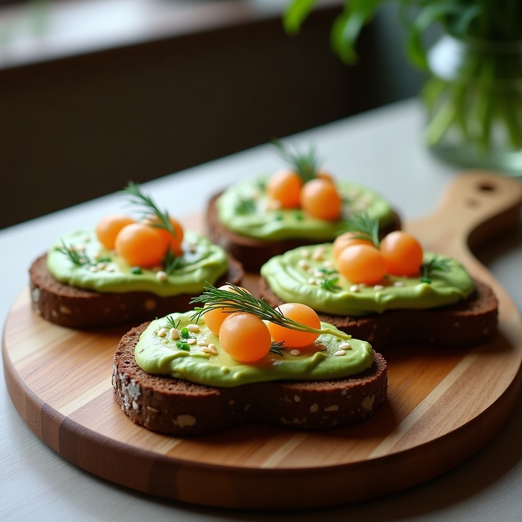 Tostadas de Pan de Centeno con Puré de Aguacate y Huevas de Trucha: Receta Escandinava Alta en Omega-3