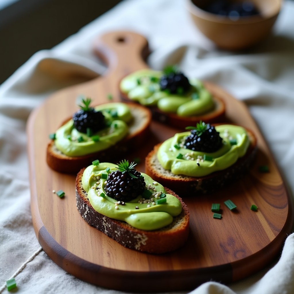 Tostadas de Pan de Centeno con Crema de Aguacate y Caviar de Lentejas: Receta Nórdica en 10 Minutos