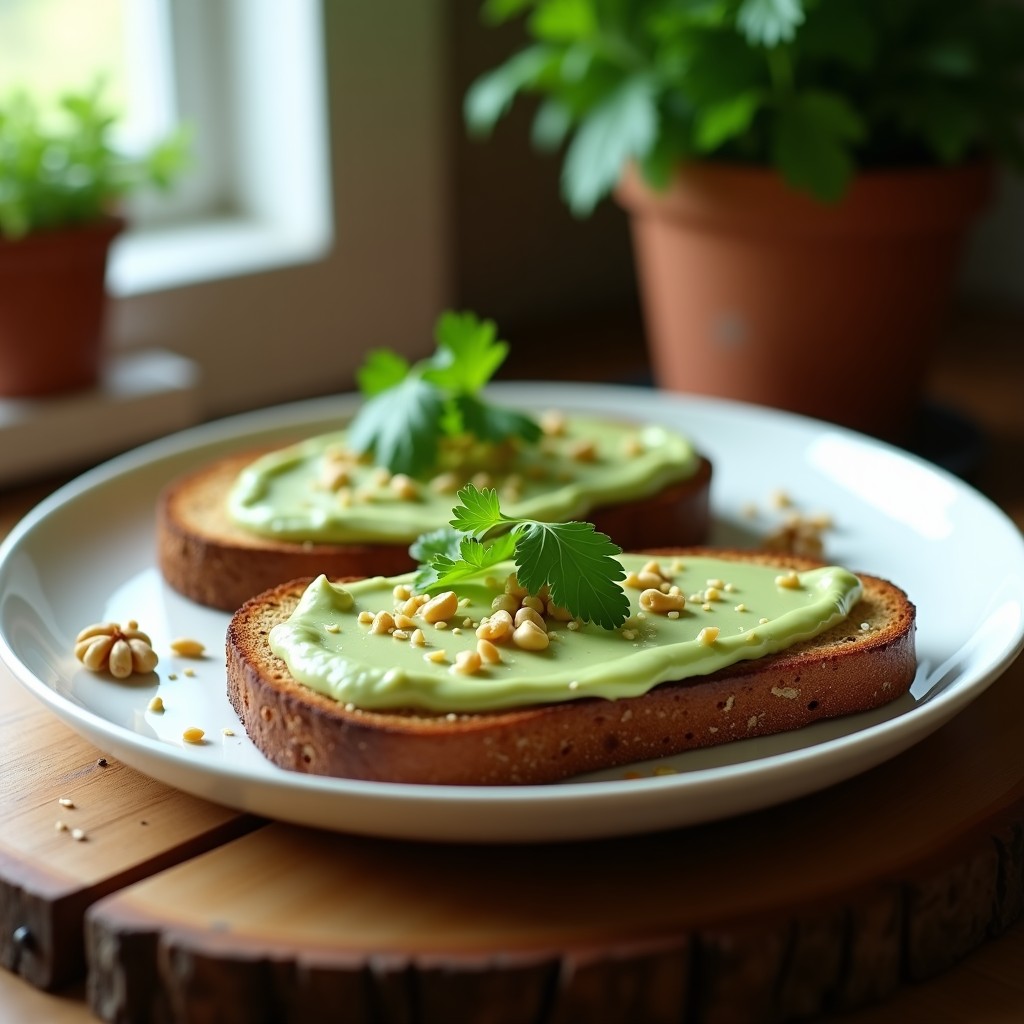 Tostadas de Pan de Centeno con Crema de Apio y Nuez: Receta Sin Lácteos y Alta en Fibra