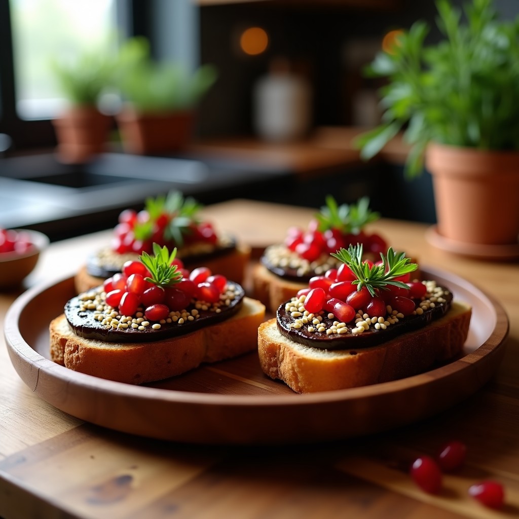 Tostadas de Pan de Centeno con Crema de Berenjena Ahumada: Aperitivo Sin Gluten