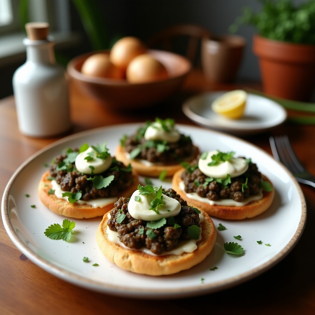 Tostadas de Pan de Centeno con Paté de Lentejas y Rémoulade de Ajo Negro: Receta Francesa Sin Gluten