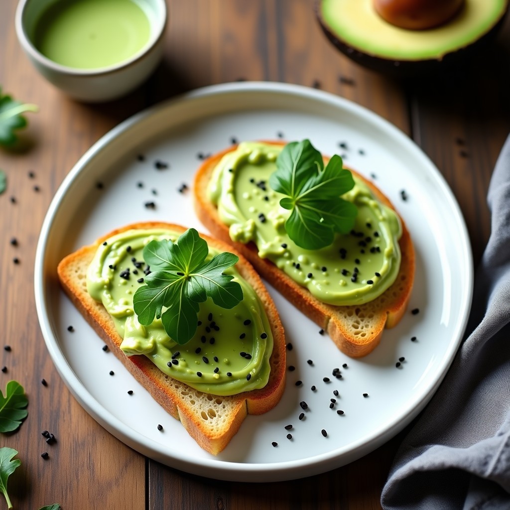 Tostadas de Pan de Almendra con Crema de Aguacate y Rúcula: Desayuno Keto en 10 Minutos