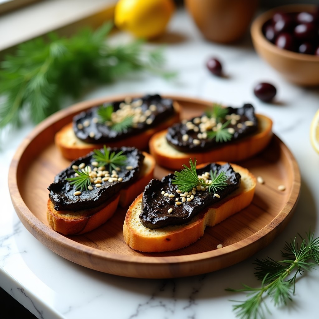 Tostadas de Pan de Almendra con Pâté de Aceitunas Negra y Anchoas: Receta Griega Keto