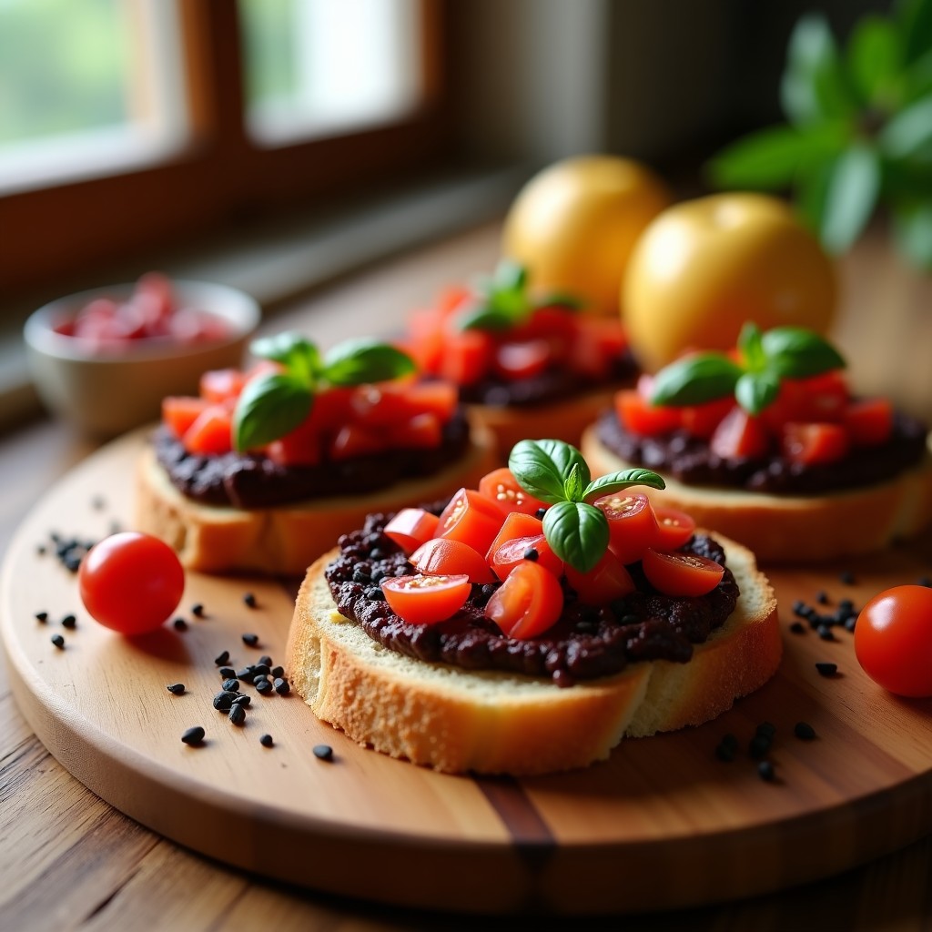 Tostadas de Pan de Centeno con Paté de Aceitunas Kalamata y Tomate: Aperitivo Griego Sin Gluten