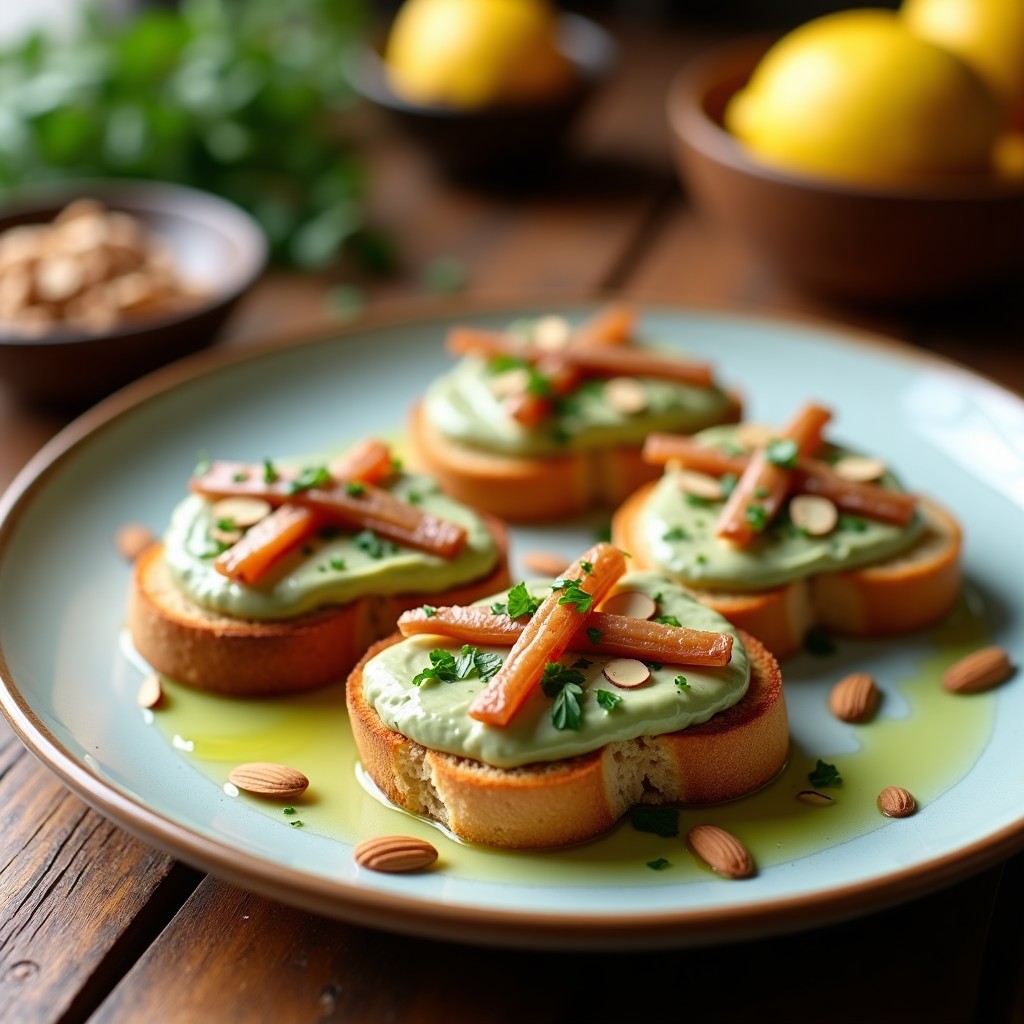 Tostadas de Pan de Espelta con Crema de Alcachofa y Anchoas: Receta Mediterránea en 8 Minutos