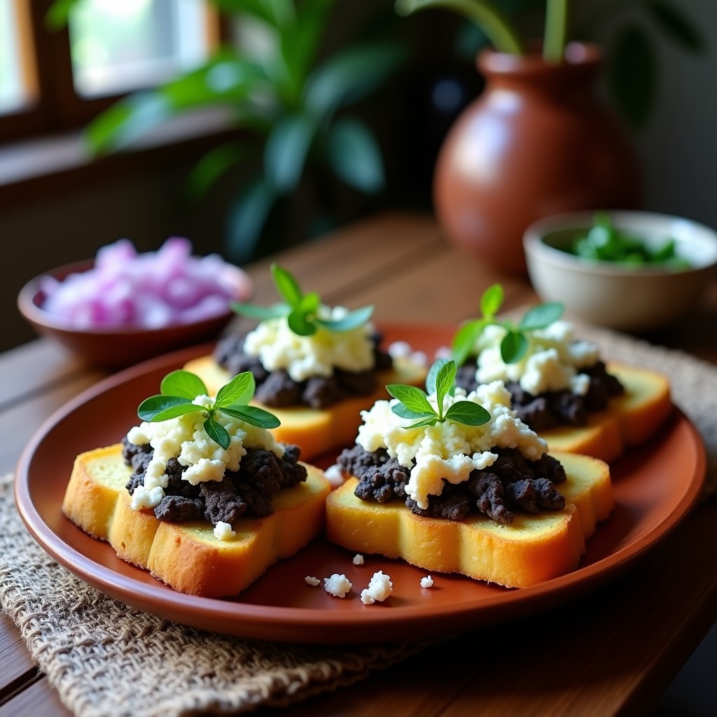Tostadas de Pan de Maíz con Huevos Revueltos y Huitlacoche: Desayuno Mexicano Gourmet en 12 Minutos