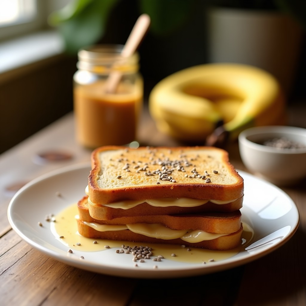 Tostadas de Pan de Plátano con Mantequilla de Cacahuete y Semillas de Chía: Desayuno Energético