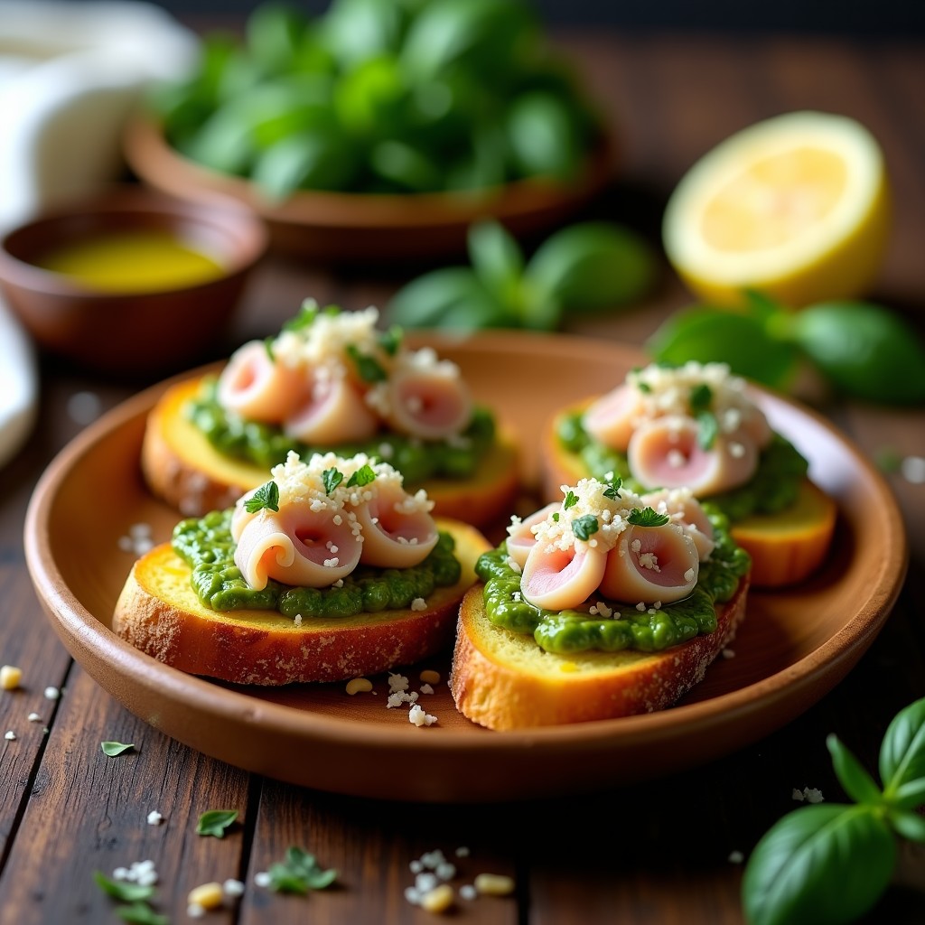 Tostadas de Pan de Plátano Verde con Toppings de Atún y Pesto de Albahaca: Receta Sin Gluten en Airfryer